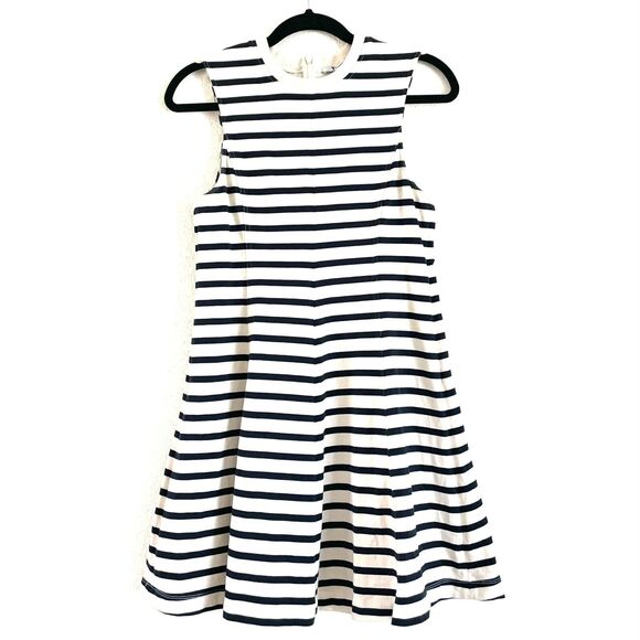 T By Alexander Wang Women’s B&W Striped Cotton Mini Dress Fit & Flare - Picture 2 of 11